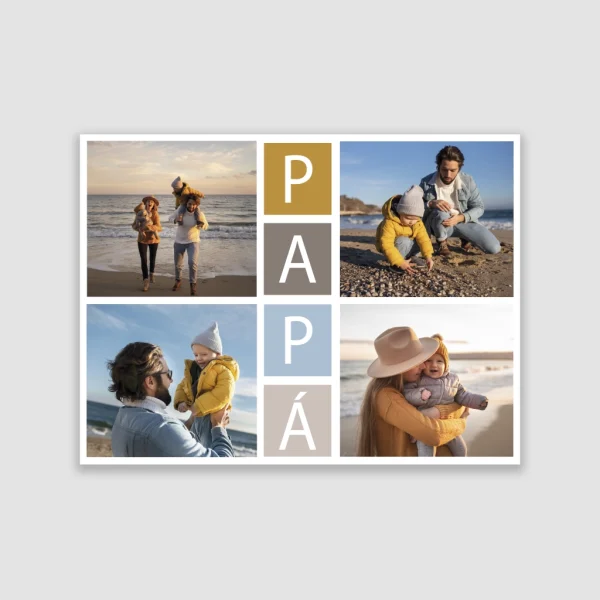 Placa "PAPÁ" collage de 4 fotos