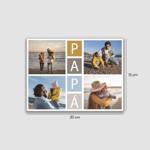 Placa "PAPÁ" collage de 4 fotos