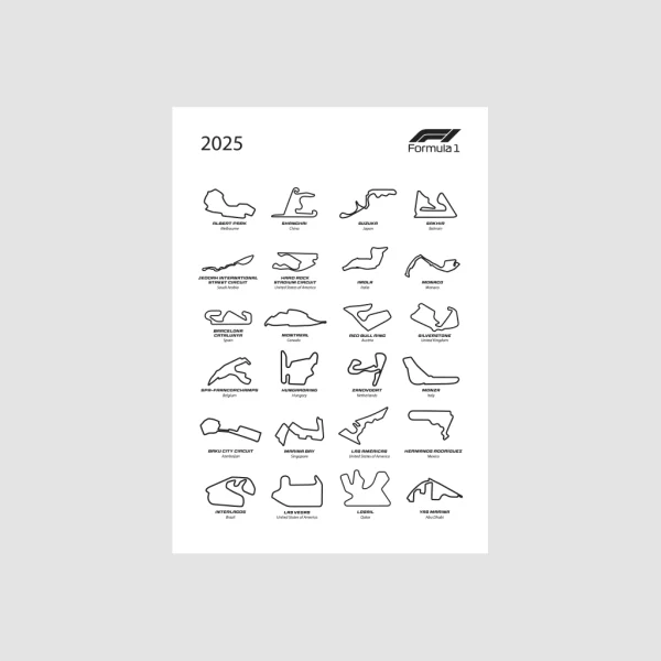Póster "Calendario 2025 Fórmula 1"