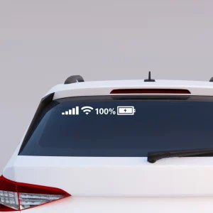 Pegatina de vinilo para coche con iconos de cobertura y batería