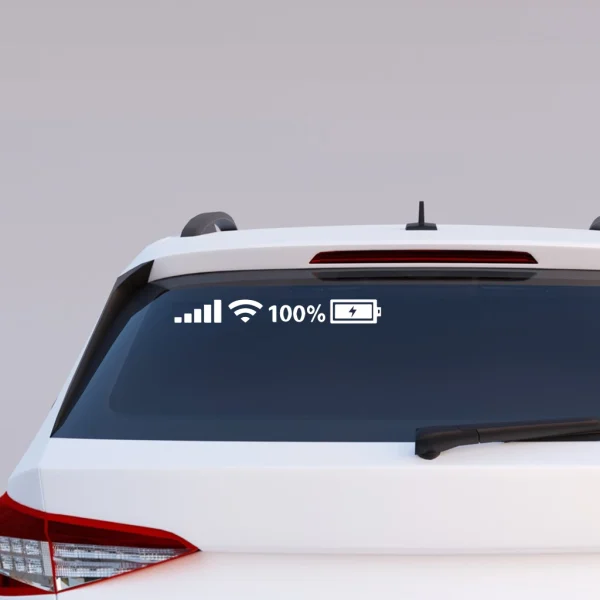 Pegatina de vinilo para coche con iconos de cobertura y batería